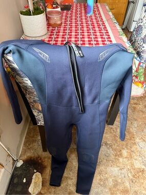 Women's Navy Blue Full-Length Swim Wetsuit with front Zip